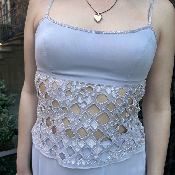 vintage y2k two piece purple beaded maxi prom dress lavender vintage formal - Picture 5 of 13